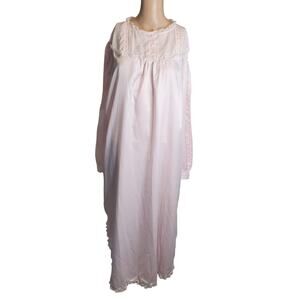 Vintage Deadstock Etienne Size L Pink Coquette Nightgown Lace Ribbon Embroidery